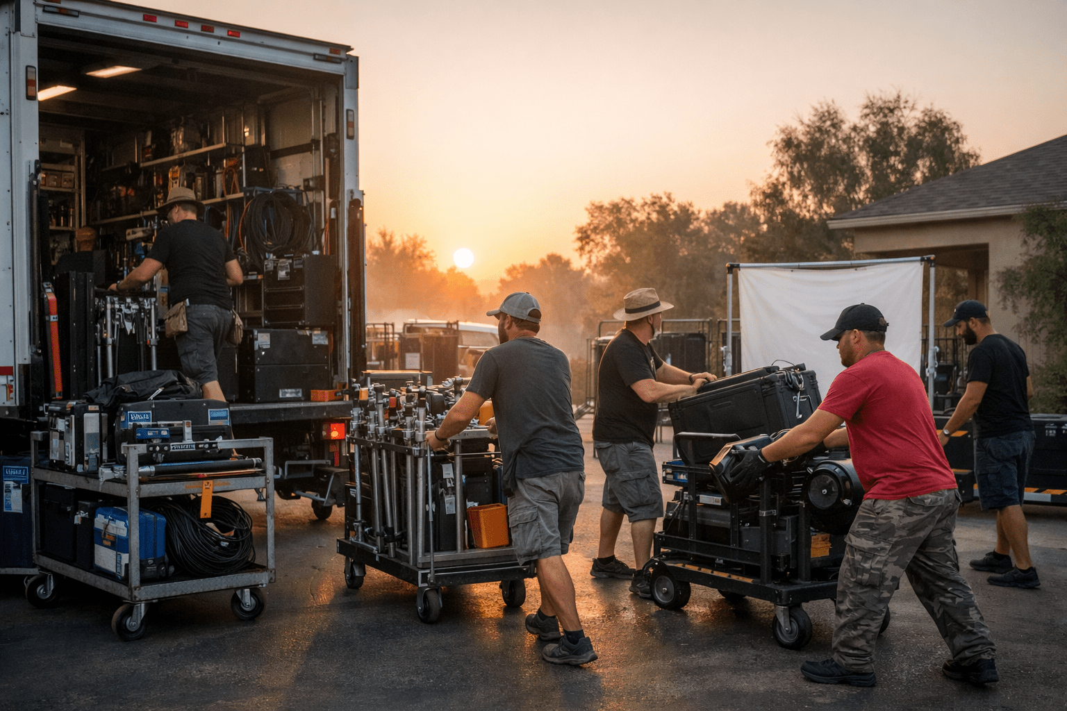 Film crew preparing for sunrise shoot.png